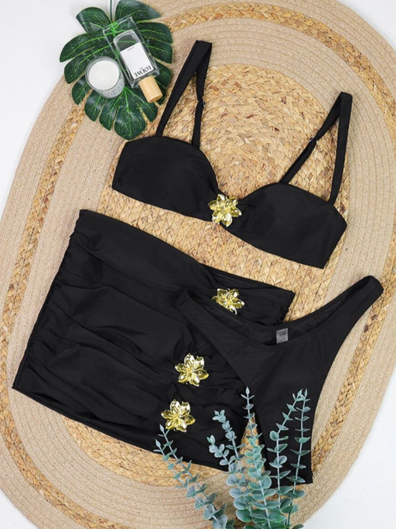 Bikini Set with Skirt in Black