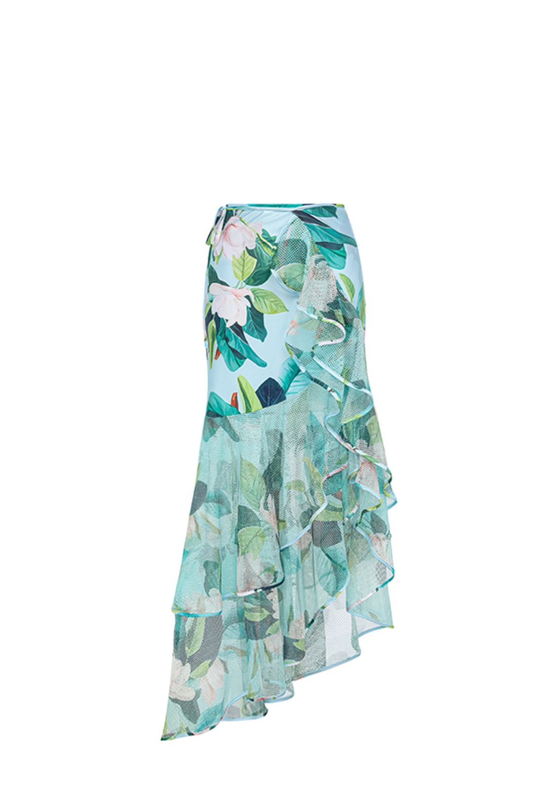 Long-sleeved Mangnolia Print One Piece