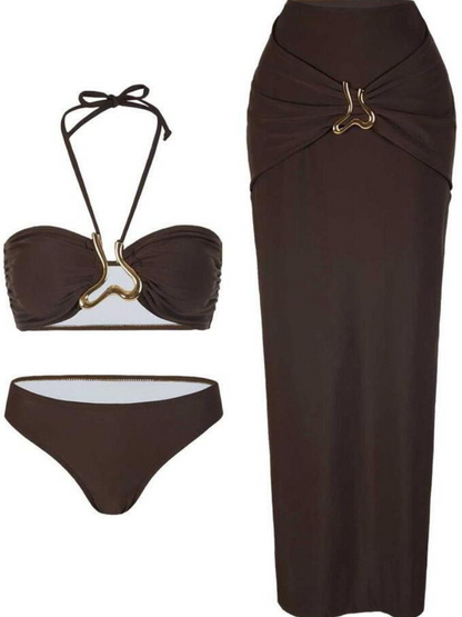 Ruffle One Piece Swimsuit with Cover Up (Skirt)