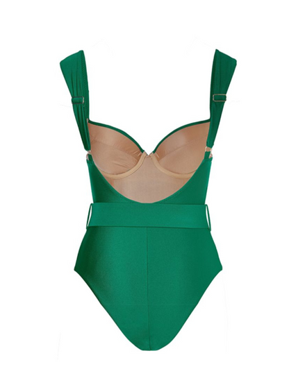 Vintage Green Belt Swimsuit