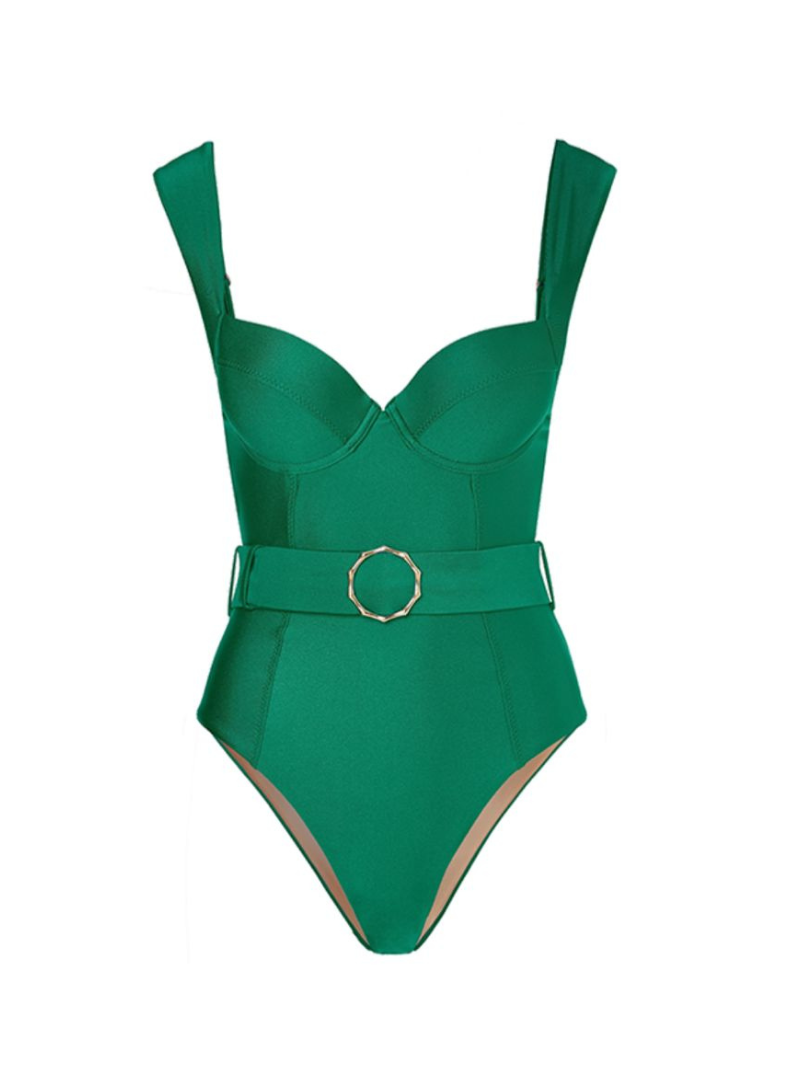 Vintage Green Belt Swimsuit