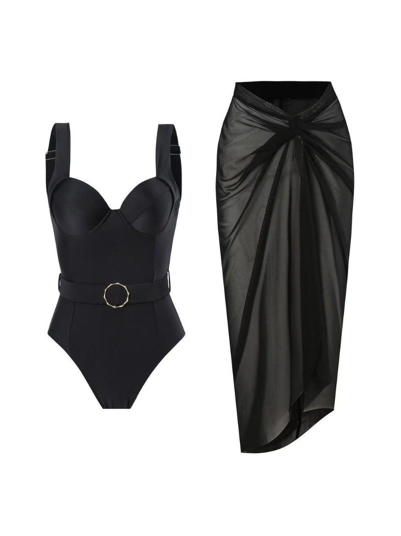 Vintage Green Belt Swimsuit