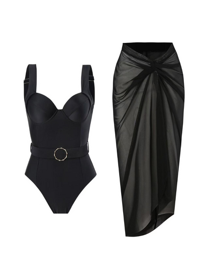 Vintage Green Belt Swimsuit