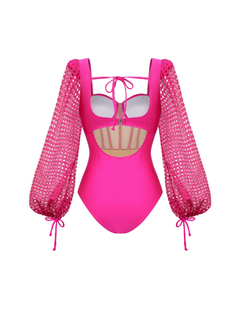 Long-sleeved Net Yarn Splici bikini dress