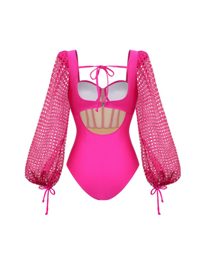 Long-sleeved Net Yarn Splici bikini dress