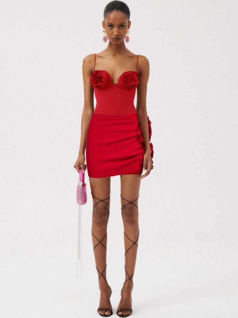 3D Flower Strappy One Piece Swimsuit