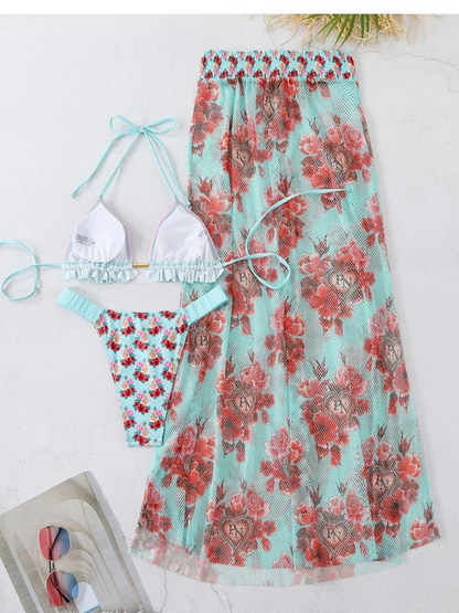 Top And Bikini Bottom Swimwear With Cover Up