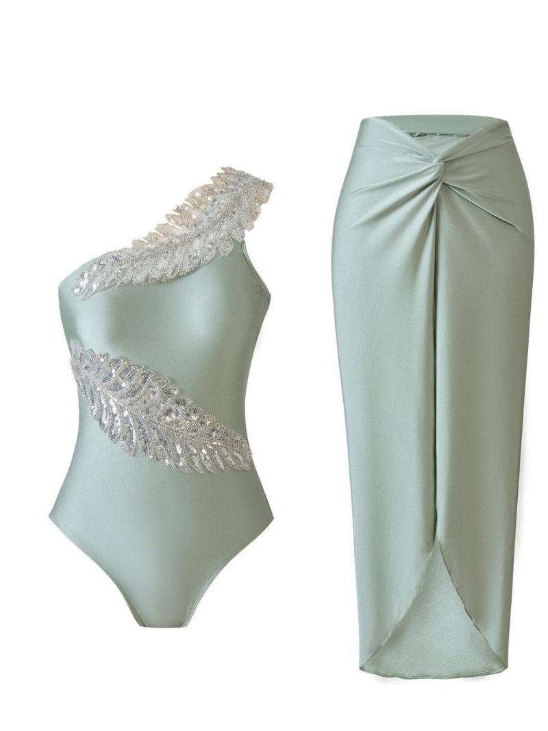 Bella One Side Shoulder Embellished Swimwear