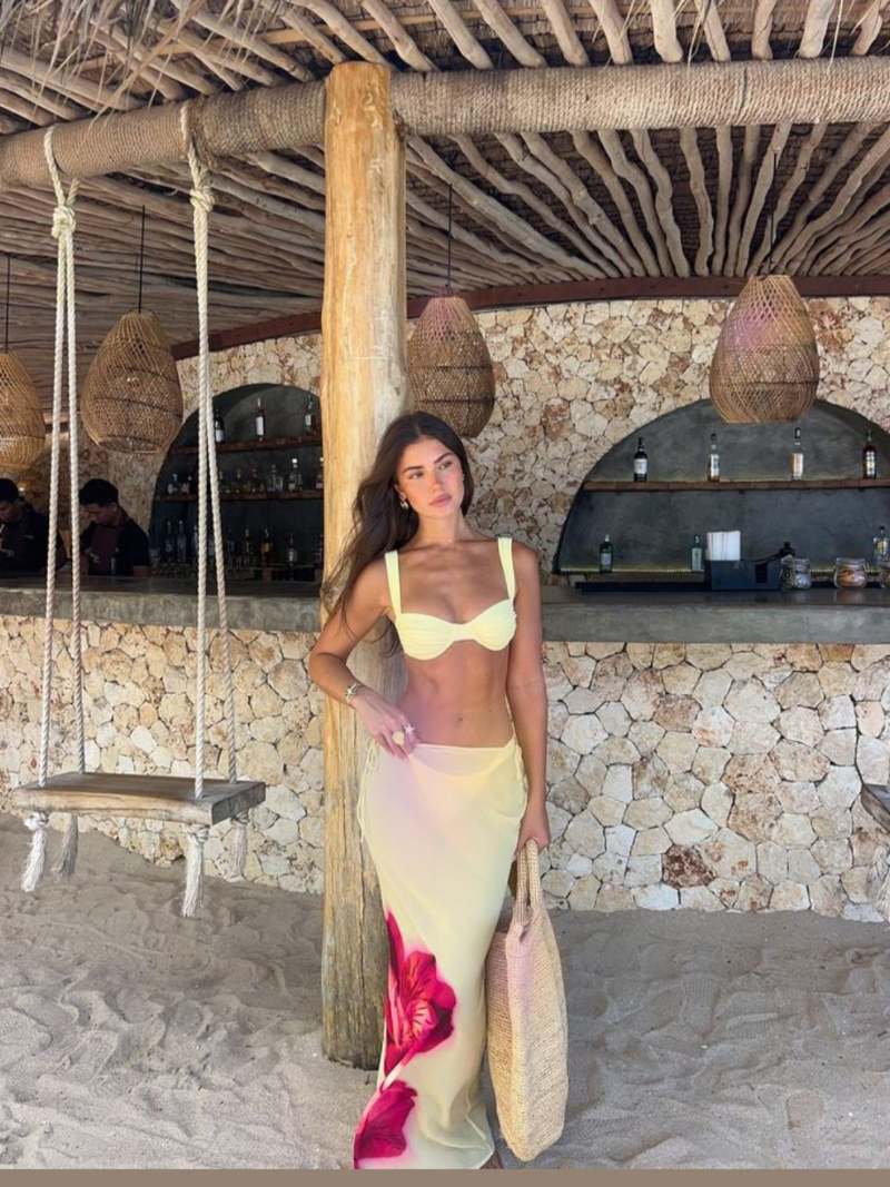 Sun Daze Lemon Bikini Top & Floral Sarong