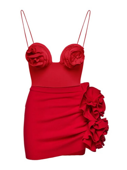 3D Flower Strappy One Piece Swimsuit