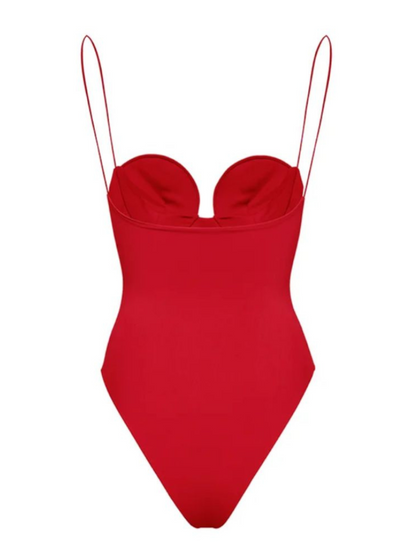 3D Flower Strappy One Piece Swimsuit