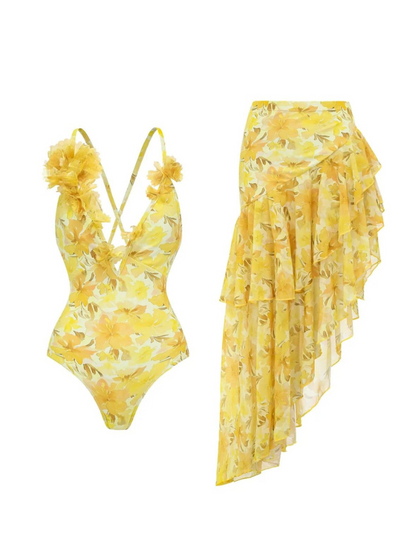 Floral Ruffle Bikini Set