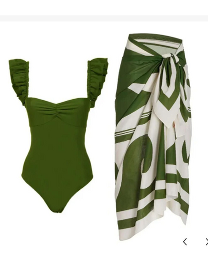 Florin Swimsuit With Sarong Skirt