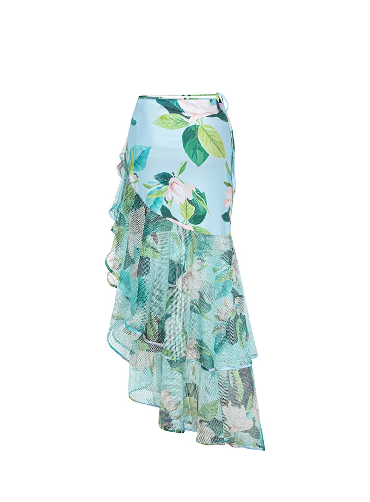 Long-sleeved Mangnolia Print One Piece