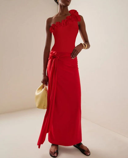 One Shoulder 3D Flower