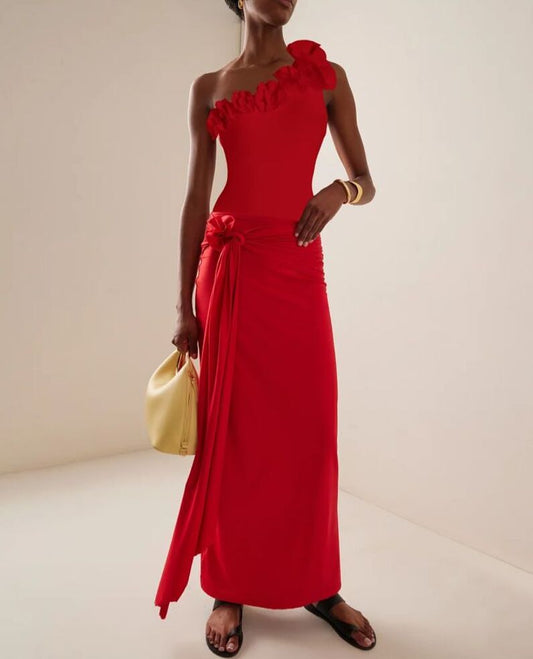 One Shoulder 3D Flower